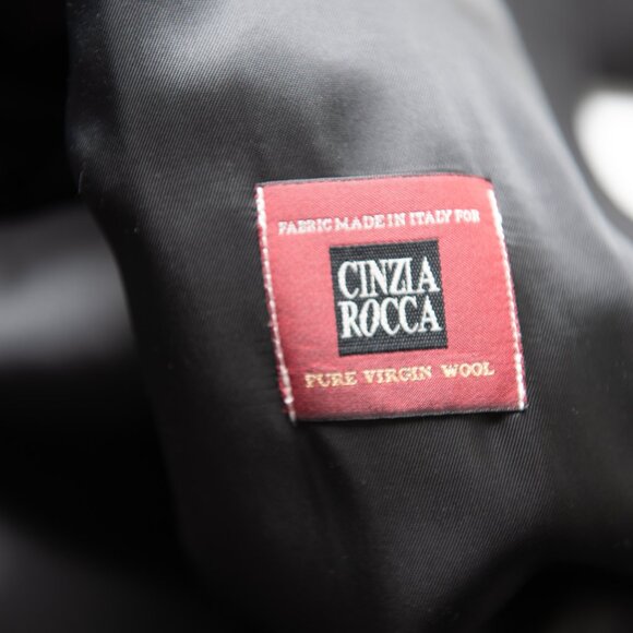 Cinzia Rocca Coat Pure Virgin Wool Topper Italian Made Jacket Black Size 44 - Picture 4 of 8